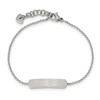 Stainless Steel Polished Bracelet with 1 Inch Ext. ID, 7" view 3