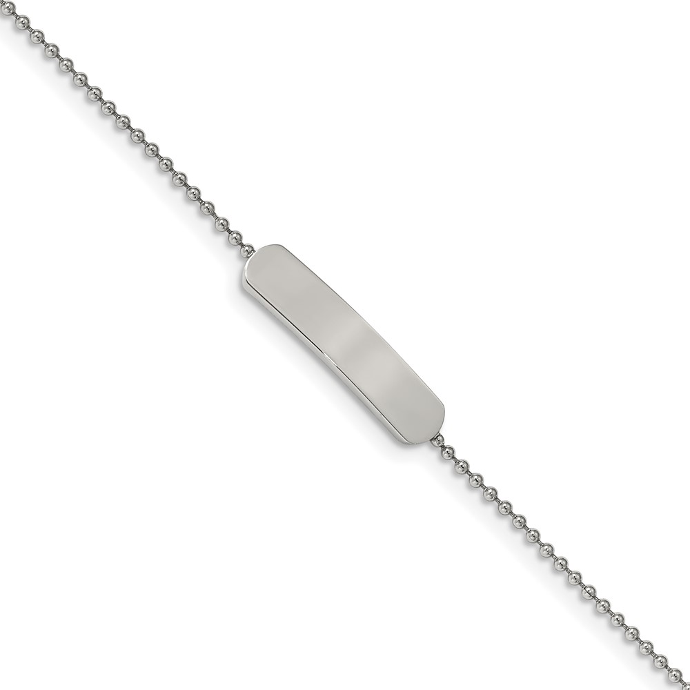 Stainless Steel Polished Bracelet with 1 Inch Ext. ID, 7"