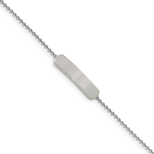 Stainless Steel Polished Bracelet with 1 Inch Ext. ID, 7"