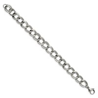Chisel Stainless Steel Polished and Textured Link Bracelet, 8" view 2