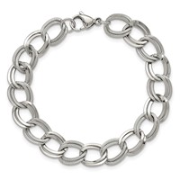 Chisel Stainless Steel Polished and Textured Link Bracelet, 8" view 4