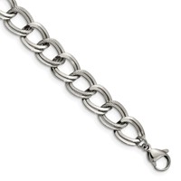 Chisel Stainless Steel Polished and Textured Link Bracelet, 8" view 1