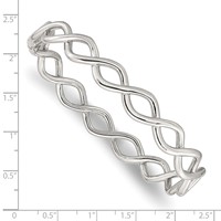 Chisel Stainless Steel Polished Criss Cross Hinged Bangle view 4