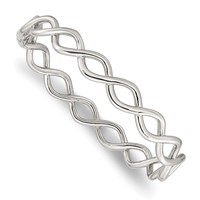 Chisel Stainless Steel Polished Criss Cross Hinged Bangle view 1