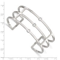 Stainless Steel Polished CZ Cuff Bangle view 4