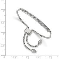 Chisel Stainless Steel Polished Bracelet with 2 Row CZ Bar Friendship Bolo Adjustable view 3