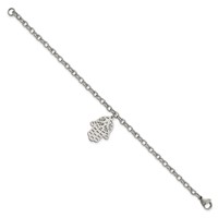 Chisel Stainless Steel Polished Chamseh Hamsa Bracelet, 7" view 3
