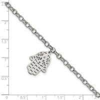 Chisel Stainless Steel Polished Chamseh Hamsa Bracelet, 7" view 5