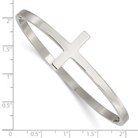 Chisel Stainless Steel Polished Sideways Cross Hinged Bangle view 4