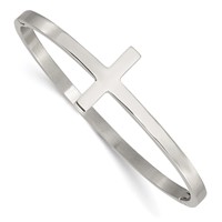 Chisel Stainless Steel Polished Sideways Cross Hinged Bangle view 1