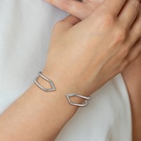 Stainless Steel Polished with CZ Flexible Cuff Bangle view 3