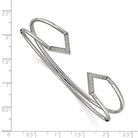 Stainless Steel Polished with CZ Flexible Cuff Bangle view 2