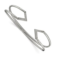 Stainless Steel Polished with CZ Flexible Cuff Bangle view 1