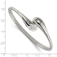 Stainless Steel Polished Preciosa Crystal Hinged Bangle view 2