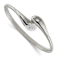 Stainless Steel Polished Preciosa Crystal Hinged Bangle view 1