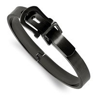 Stainless Steel Brushed Black IP-plated Buckle Hinged Bangle view 1