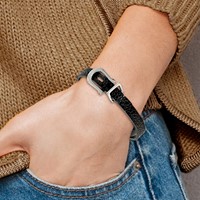Stainless Steel Brushed and Textured Black IP-plated Hinged Bangle view 3