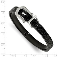 Stainless Steel Brushed and Textured Black IP-plated Hinged Bangle view 2