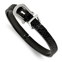 Stainless Steel Brushed and Textured Black IP-plated Hinged Bangle view 1