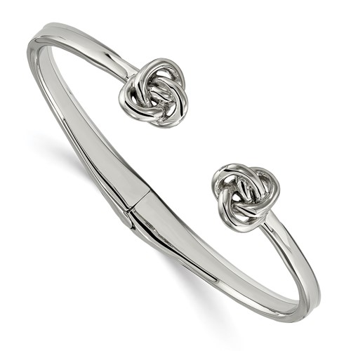 Chisel Stainless Steel Polished Knot Hinged Cuff Bangle