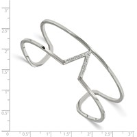 Stainless Steel Polished Bangle with Preciosa Crystal V Shape view 2
