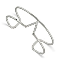 Stainless Steel Polished Bangle with Preciosa Crystal V Shape view 1