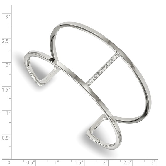 Chisel Stainless Steel Polished with Preciosa Crystal Cuff Bangle