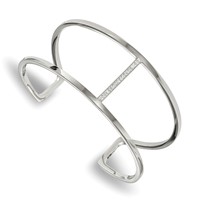 Chisel Stainless Steel Polished Bangle with Preciosa Crystal Cuff view 1