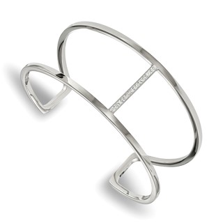 Chisel Stainless Steel Polished with Preciosa Crystal Cuff Bangle