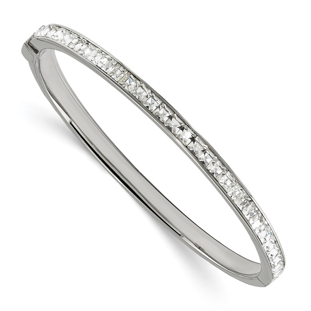 Stainless Steel Polished w/Preciosa Crystal Hinged Bangle