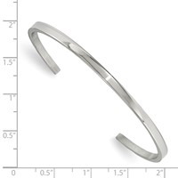 Chisel Stainless Steel Polished 3mm Cuff Bangle view 2