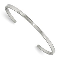 Chisel Stainless Steel Polished 3mm Cuff Bangle view 1