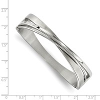 Chisel Stainless Steel Brushed and Polished Twisted Hinged Bangle view 2