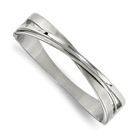 Chisel Stainless Steel Brushed and Polished Twisted Hinged Bangle view 1