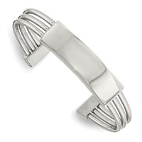 Chisel Stainless Steel Polished Engraveable ID Cuff Bangle view 1