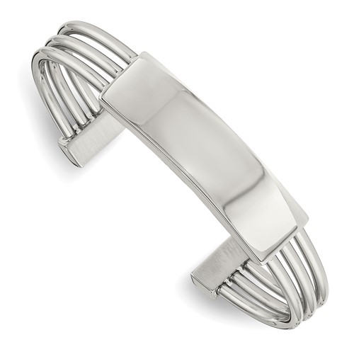 Chisel Stainless Steel Polished Engraveable ID Cuff Bangle