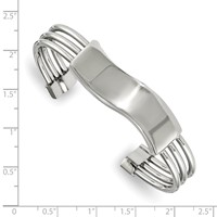 Stainless Steel Polished Waved ID Cuff Bangle view 2
