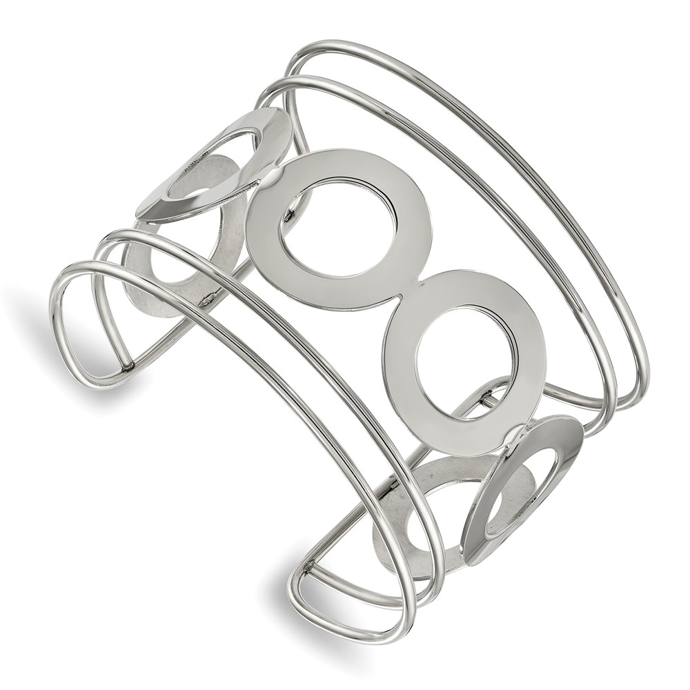 Stainless Steel Polished Circle Design 50mm Cuff Bangle