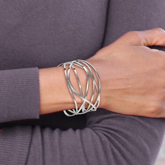 Chisel Stainless Steel Polished Cuff Bangle