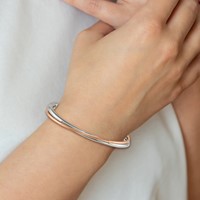 Chisel Stainless Steel Polished Rose IP-plated Twisted Cuff Bangle view 3