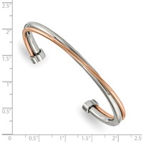 Chisel Stainless Steel Polished Rose IP-plated Twisted Cuff Bangle view 2