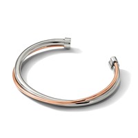 Chisel Stainless Steel Polished Rose IP-plated Twisted Cuff Bangle view 4