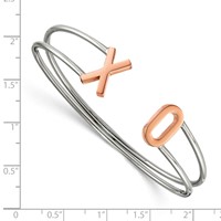 Stainless Steel Polished Rose IP-plated XO Flexible Cuff Bangle view 2