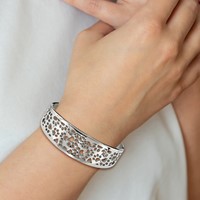 Chisel Stainless Steel Polished Paw Print Cut-out Hinged Bangle view 3