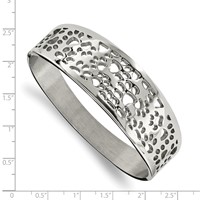 Chisel Stainless Steel Polished Paw Print Cut-out Hinged Bangle view 2
