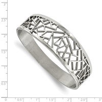 Stainless Steel Polished Geometric Cut-out Hinged Bangle view 2