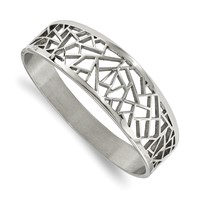 Stainless Steel Polished Geometric Cut-out Hinged Bangle view 1