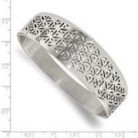 Chisel Stainless Steel Polished Flower Cut-out Hinged Bangle view 2