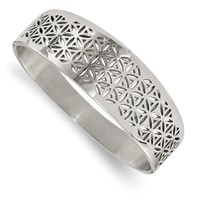 Chisel Stainless Steel Polished Flower Cut-out Hinged Bangle view 1