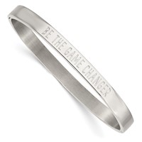Stainless Steel Polished Be the Game Changer 6mm Hinged Bangle view 1